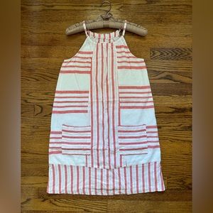 Old Navy Coral Stripe Linen and Rayon Dress